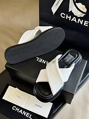 Fortok Chanel Mules Fabric Sandals White - 6