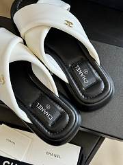 Fortok Chanel Mules Fabric Sandals White - 5