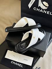 Fortok Chanel Mules Fabric Sandals White - 4