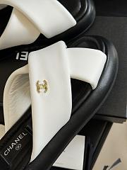 Fortok Chanel Mules Fabric Sandals White - 3