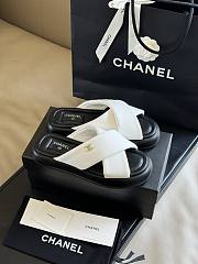Fortok Chanel Mules Fabric Sandals White - 2