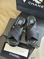 Fortok Chanel Mules Fabric Sandals Black - 1