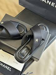 Fortok Chanel Mules Fabric Sandals Black - 3