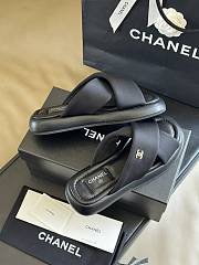 Fortok Chanel Mules Fabric Sandals Black - 5
