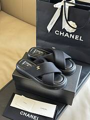 Fortok Chanel Mules Fabric Sandals Black - 6