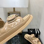 Fortok Chanel Beige Quilted Leather CC Velcro Flat Sandals  - 6