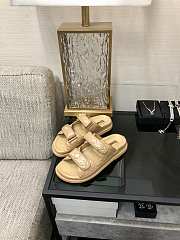 Fortok Chanel Beige Quilted Leather CC Velcro Flat Sandals  - 5