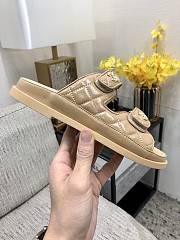 Fortok Chanel Beige Quilted Leather CC Velcro Flat Sandals  - 4