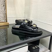 Fortok Chanel Black Quilted Leather CC Velcro Flat Sandals - 5
