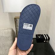 Fortok Chanel Blue Quilted Leather CC Velcro Flat Sandals - 6
