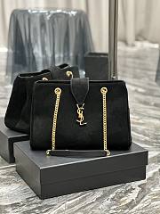 Fortok Saint Laurent Cassandre Shopper Tote Suede Leather Black 668900 33×22×15cm - 1