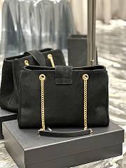 Fortok Saint Laurent Cassandre Shopper Tote Suede Leather Black 668900 33×22×15cm - 6