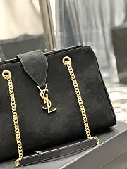 Fortok Saint Laurent Cassandre Shopper Tote Suede Leather Black 668900 33×22×15cm - 4