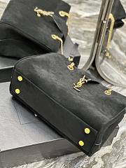 Fortok Saint Laurent Cassandre Shopper Tote Suede Leather Black 668900 33×22×15cm - 3