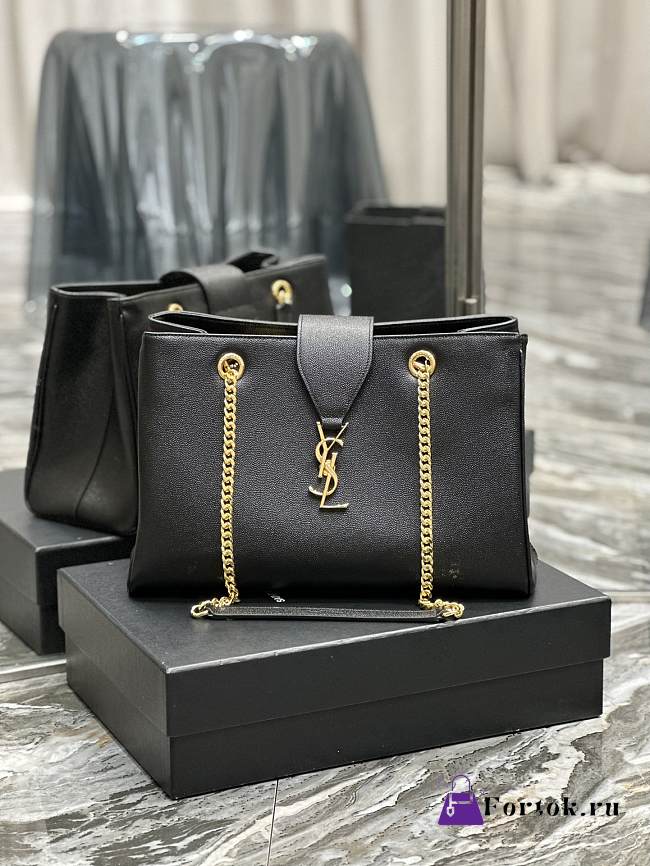 Fortok Saint Laurent Cassandre Shopper Tote Black 668900 33×22×15cm - 1