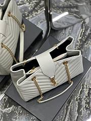 Fortok Saint Laurent Cassandre Shopper Tote Quilted Leather White 668900 33×22×15cm - 6