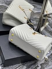 Fortok Saint Laurent Cassandre Shopper Tote Quilted Leather White 668900 33×22×15cm - 5