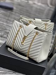 Fortok Saint Laurent Cassandre Shopper Tote Quilted Leather White 668900 33×22×15cm - 4