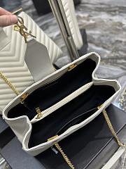 Fortok Saint Laurent Cassandre Shopper Tote Quilted Leather White 668900 33×22×15cm - 3