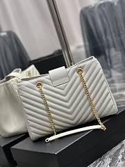 Fortok Saint Laurent Cassandre Shopper Tote Quilted Leather White 668900 33×22×15cm - 2