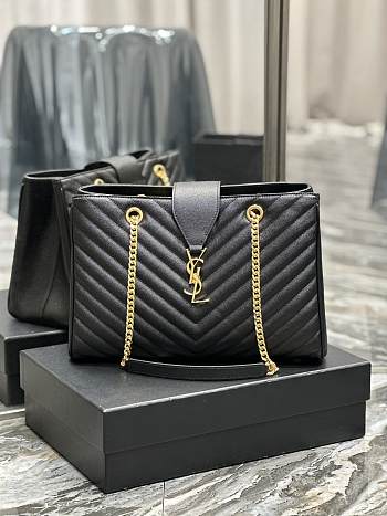 Fortok Saint Laurent Cassandre Shopper Tote Quilted Leather Black 668900 33×22×15cm