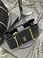 Fortok Saint Laurent Cassandre Shopper Tote Quilted Leather Black 668900 33×22×15cm - 4