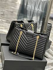 Fortok Saint Laurent Cassandre Shopper Tote Quilted Leather Black 668900 33×22×15cm - 3