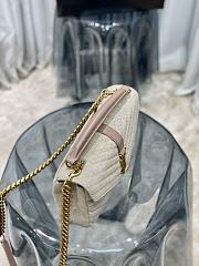 Fortok Saint Laurent Natural Taupe Linen College Bag 392737 24x17x6cm - 2