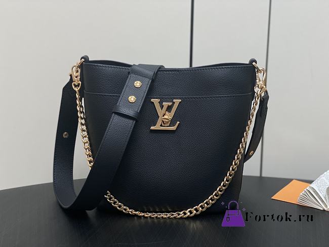 Fortok Louis Vuitton Lock and Walk Bucket Bag Black M24006 20x20.5x12cm - 1