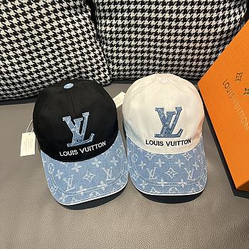 Fortok Louis Vuitton Baseball Cap Denim and Black/White