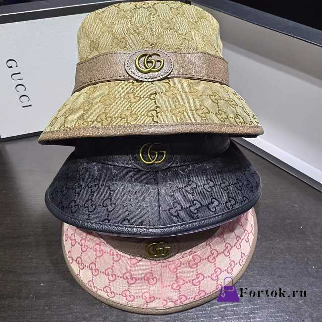 Fortok Gucci GG Canvas Bucket Hat Beige/Black/Pink - 1