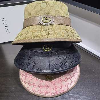 Fortok Gucci GG Canvas Bucket Hat Beige/Black/Pink