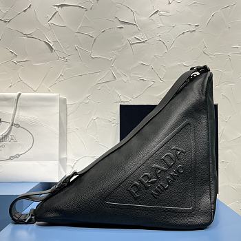 Fortok Prada Black Triangle Leather Shoulder Bag 2VY007 22.5x31x28cm