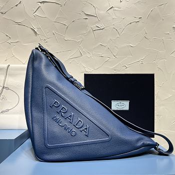 Fortok Prada Blue Triangle Leather Shoulder Bag 2VY007 22.5x31x28cm