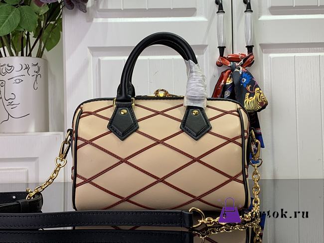 Fortok Louis Vuitton Speedy Bandoulière 20 Bag Beige and Red M24261 20.5x13.5x12cm - 1