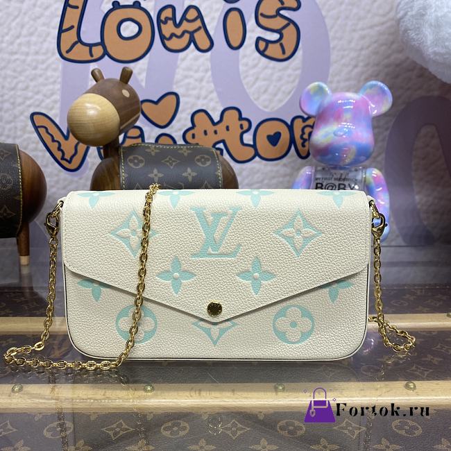 Fortok Louis Vuitton Pochette Félicie Bag Cream White and Green M83025 21x12x3cm - 1