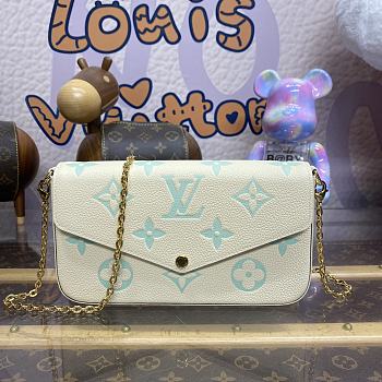 Fortok Louis Vuitton Pochette Félicie Bag Cream White and Green M83025 21x12x3cm