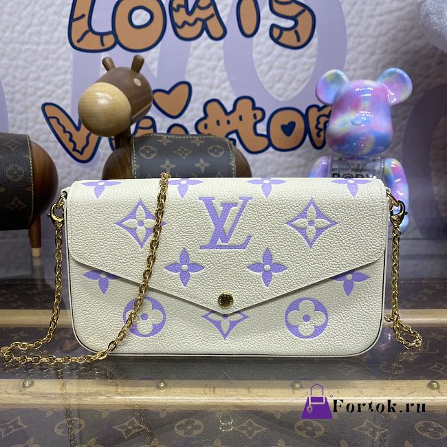 Fortok Louis Vuitton Pochette Félicie Bag Cream White and Purple M83025 21x12x3cm - 1