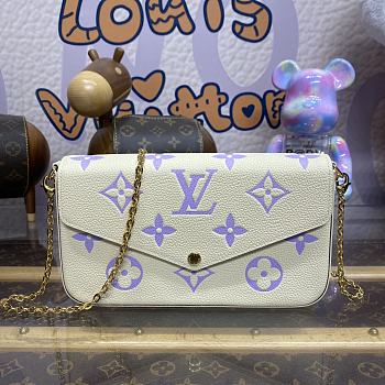 Fortok Louis Vuitton Pochette Félicie Bag Cream White and Purple M83025 21x12x3cm