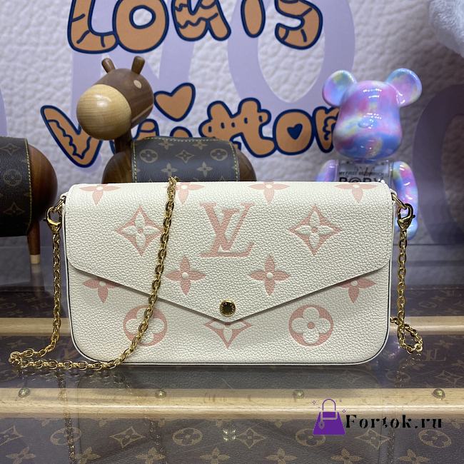 Fortok Louis Vuitton Pochette Félicie Bag Cream White and Pink M83025 21x12x3cm - 1