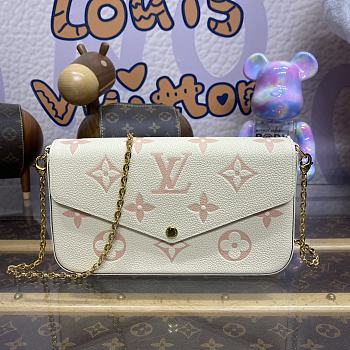 Fortok Louis Vuitton Pochette Félicie Bag Cream White and Pink M83025 21x12x3cm