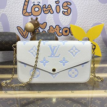 Fortok Louis Vuitton Pochette Félicie Bag Cream White and Blue M83025 21x12x3cm