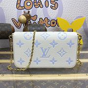 Fortok Louis Vuitton Pochette Félicie Bag Cream White and Blue M83025 21x12x3cm - 6