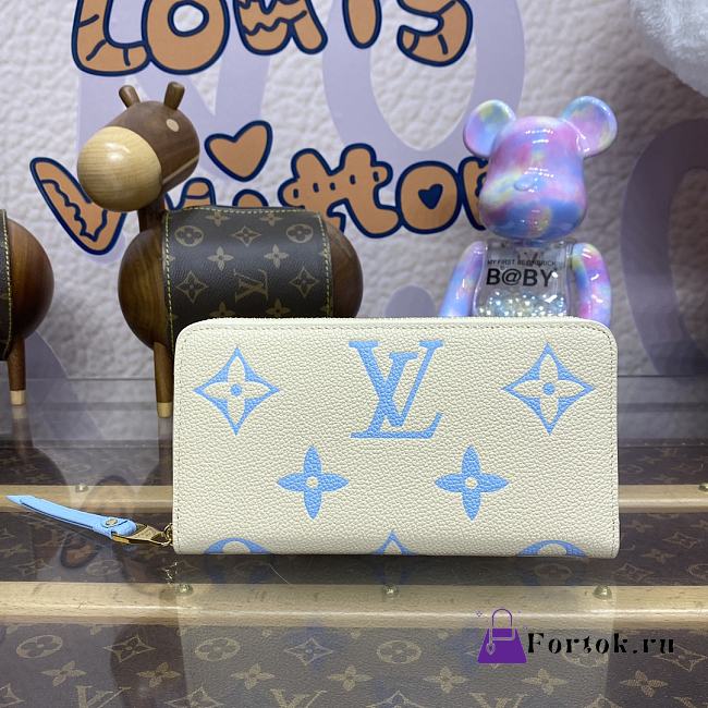 Fortok Louis Vuitton Zippy Wallet Cream White & Blue M83308 19.5x10cm - 1