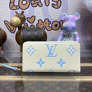 Fortok Louis Vuitton Zippy Wallet Cream White & Blue M83308 19.5x10cm - 1