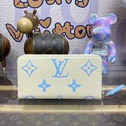 Fortok Louis Vuitton Zippy Wallet Cream White & Blue M83308 19.5x10cm - 2