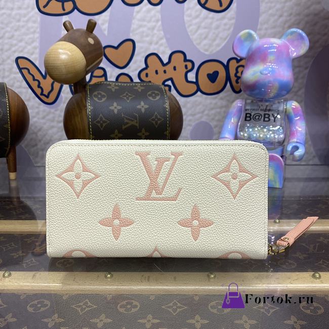 Fortok Louis Vuitton Zippy Wallet Cream White & Pink M83308 19.5x10cm - 1