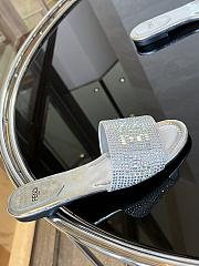Fortok Fendi Silver Crystal Embellished Signature Slides - 6