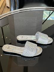 Fortok Fendi Silver Crystal Embellished Signature Slides - 5