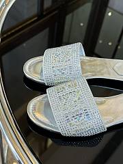 Fortok Fendi Silver Crystal Embellished Signature Slides - 3